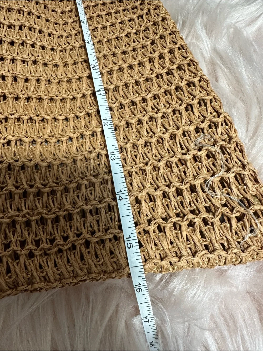 GWP BB Woven Crochet Tote Bag in Tan